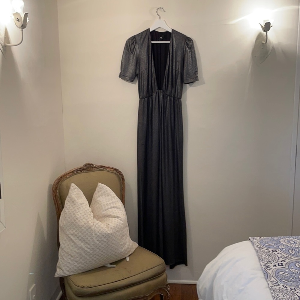 Vintage | Silver Deep-V Dress